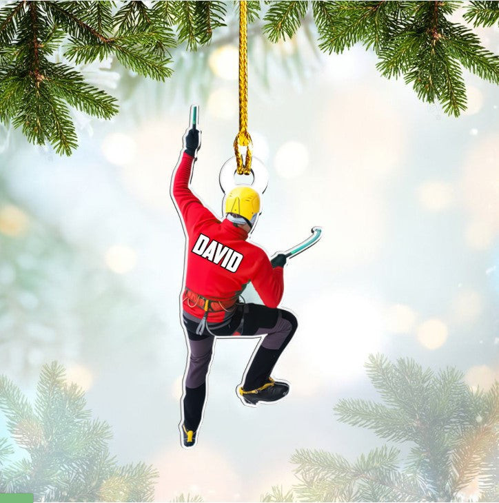 Personalized Climbing Christmas Ornament Custom Name Climbing Man Acrylic Ornament