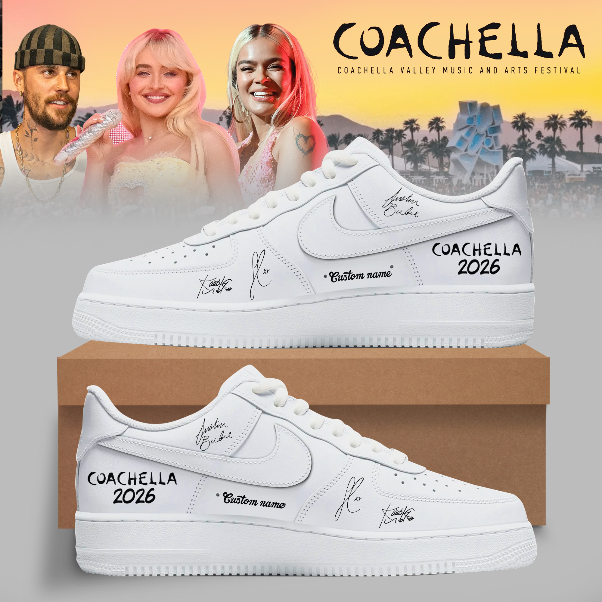 Personalized Coachella Valley Music And Arts Festival 2026 Signature Sneakers Coachella 2026 Merch