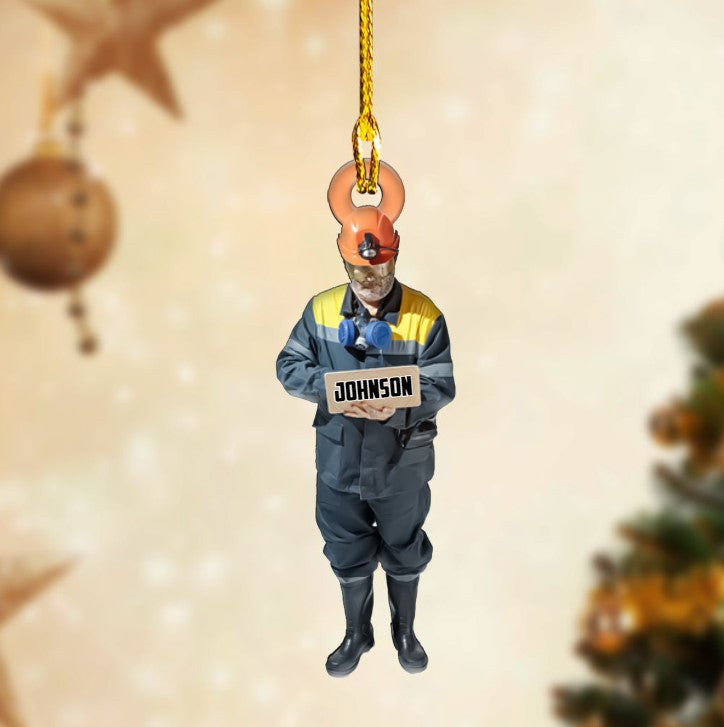 Personalized Coal Miner Acrylic Ornament for Coal Miner Human Christmas Ornament
