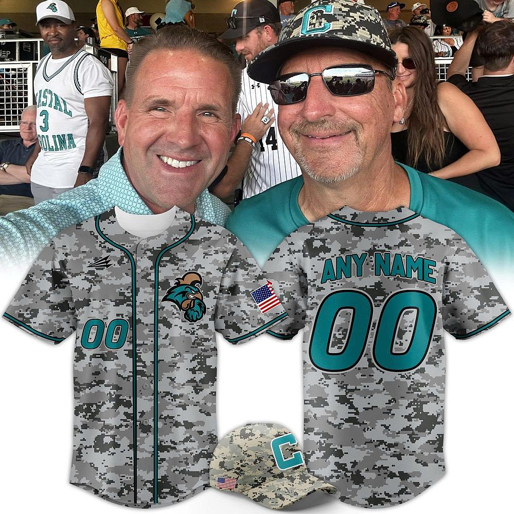Personalized Coastal Carolina Baseball Camo Jersey Gifts For Dad