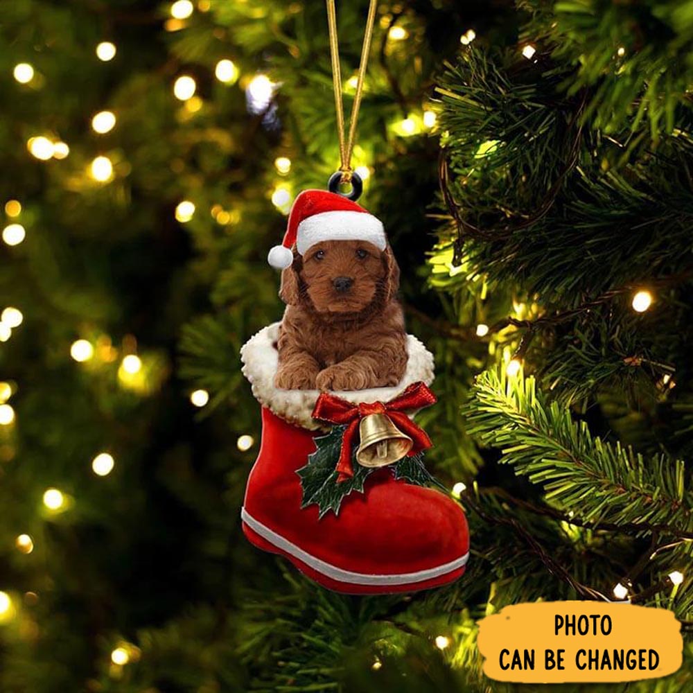 Personalized Cockapoo In Santa Boot Christmas Hanging Ornament Lovely Ornament Gift For Him