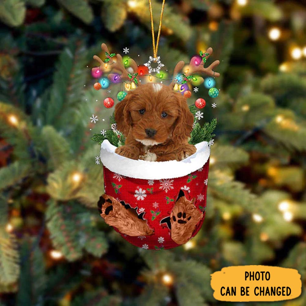 Personalized Cockapoo In Snow Pocket Christmas Ornament Heartfelt Ornament Gift For Mom
