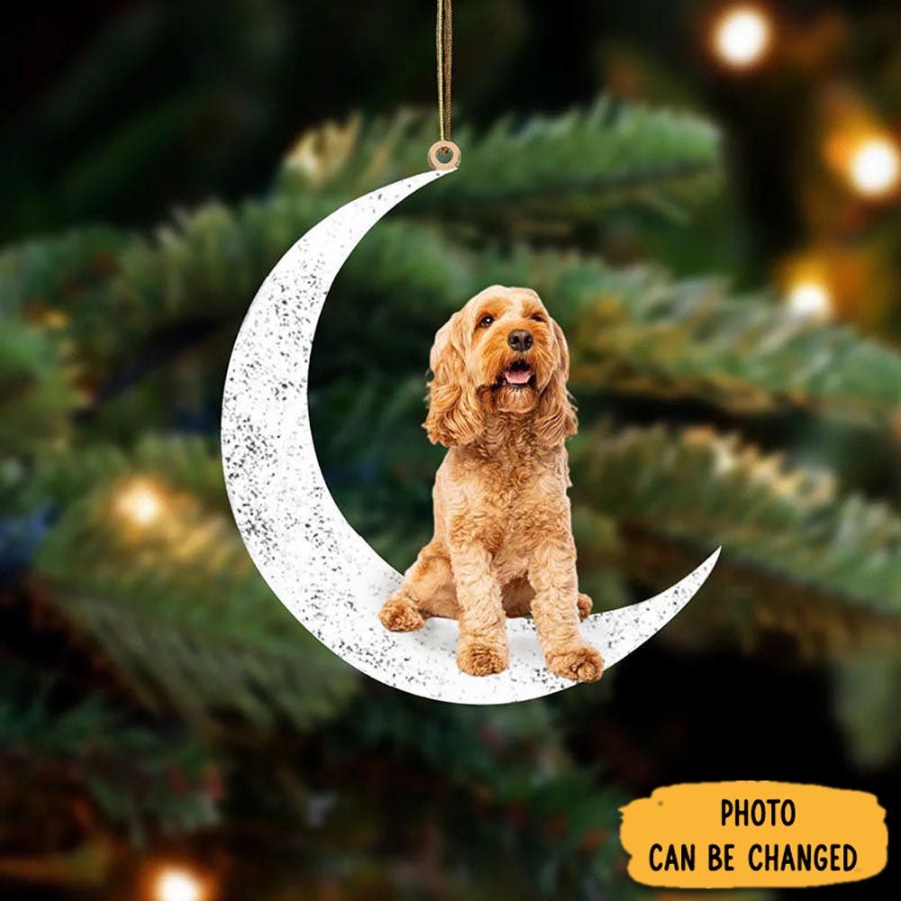 Personalized Cockapoo Sit On The Moon Ornament Sweet Ornament Gift For Couples