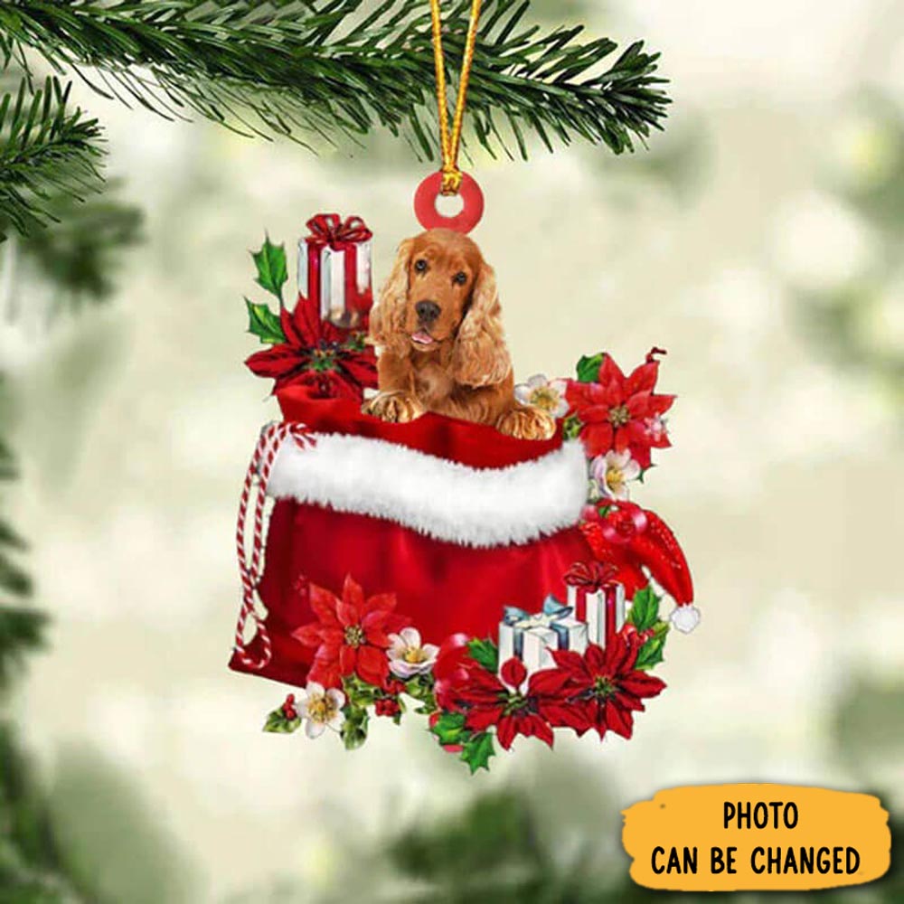 Personalized Cocker Spaniel In Gift Bag Christmas Ornament Heartwarming Family Ornament Keepsake