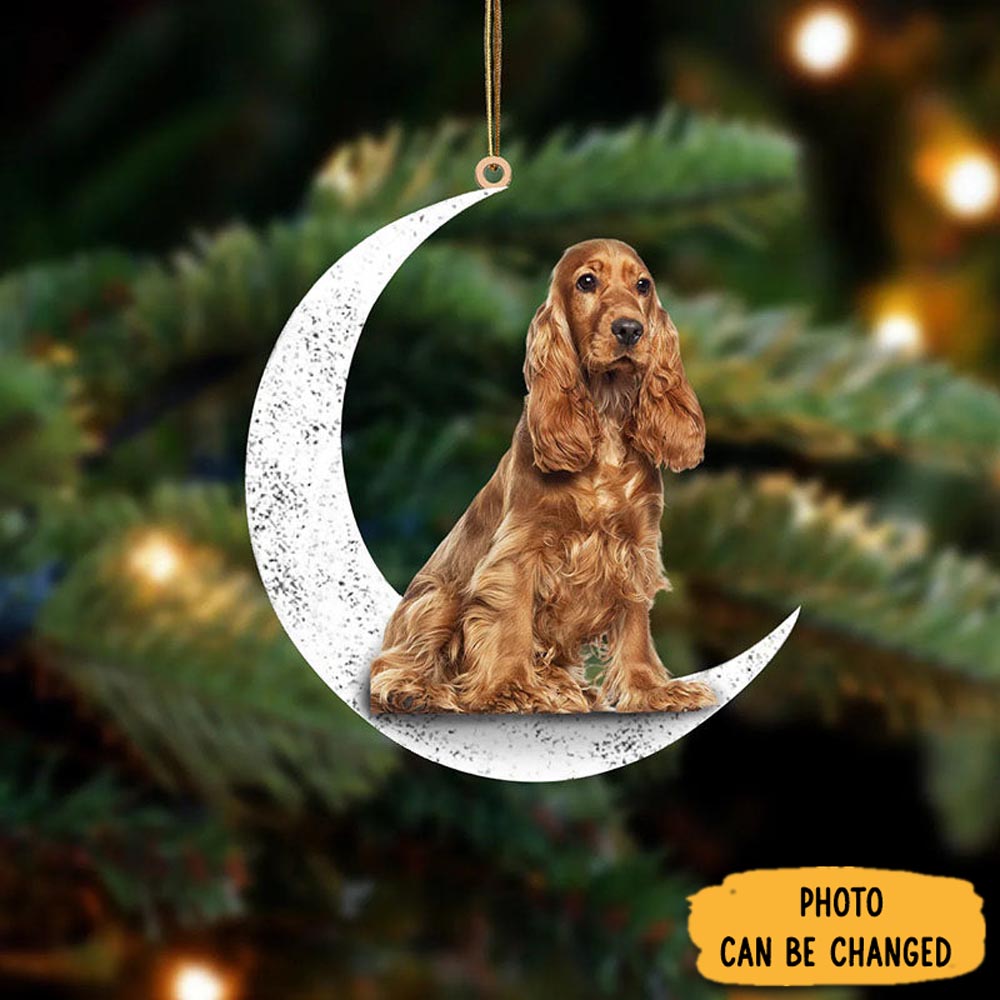 Personalized Cocker Spaniel Sit On The Moon Ornament Meaningful Christmas Ornament Gift
