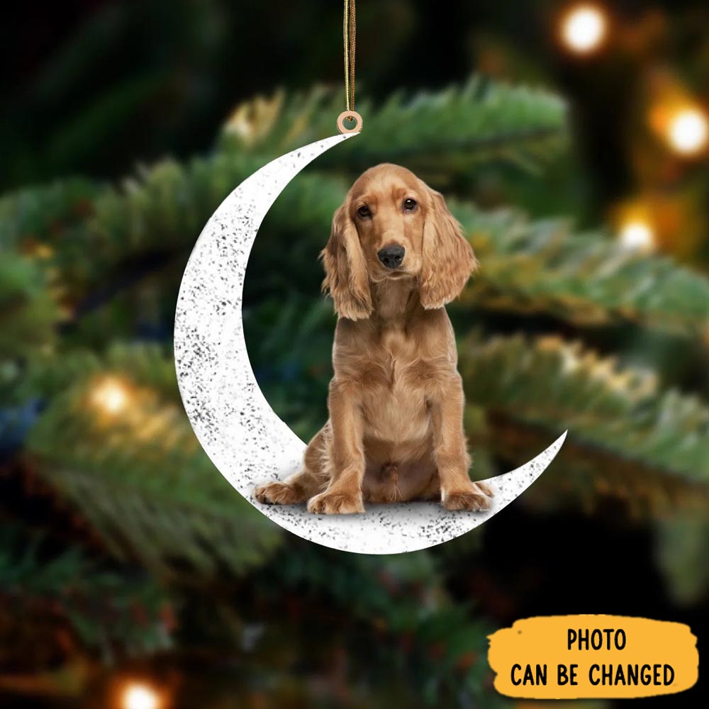 Personalized Cocker Spaniel Sit On The Moon Ornament Personalized Ornament For Holiday Decor