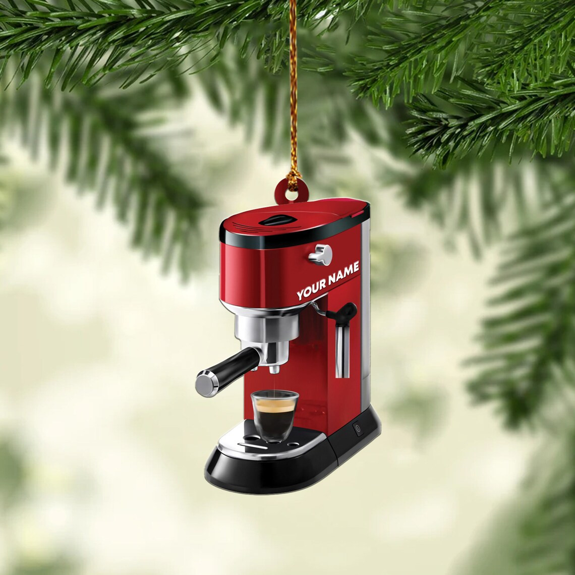 Personalized Coffee Machine Ornament Coffee Christmas Ornament Barista Ornament