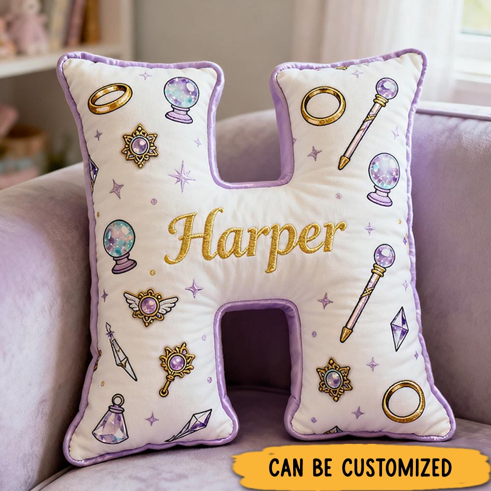 Personalized Colorful 26 Letter Cute Graphic 3D Print Pillow Magic Beautiful Letter Custom Pillow Gift for Kids