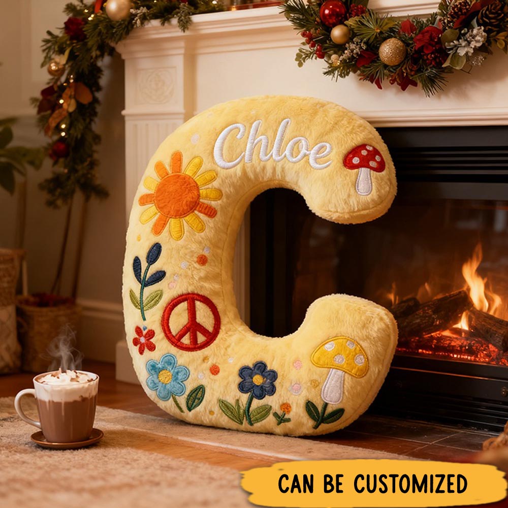 Personalized Colorful 26 Letters Cute Graphic 3D Print Pillow Beautiful Hippie Letter Custom Hippie Pillow for Kids
