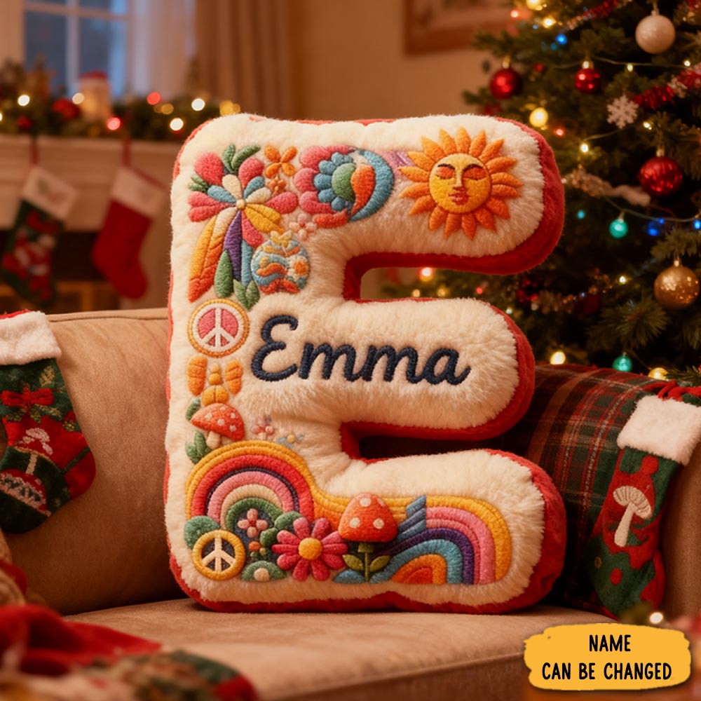 Personalized Colorful 26 Letters Cute Graphic 3d Print Pillow Beautiful Hippie Letter Custom Hippie Throw Pillow For Kids