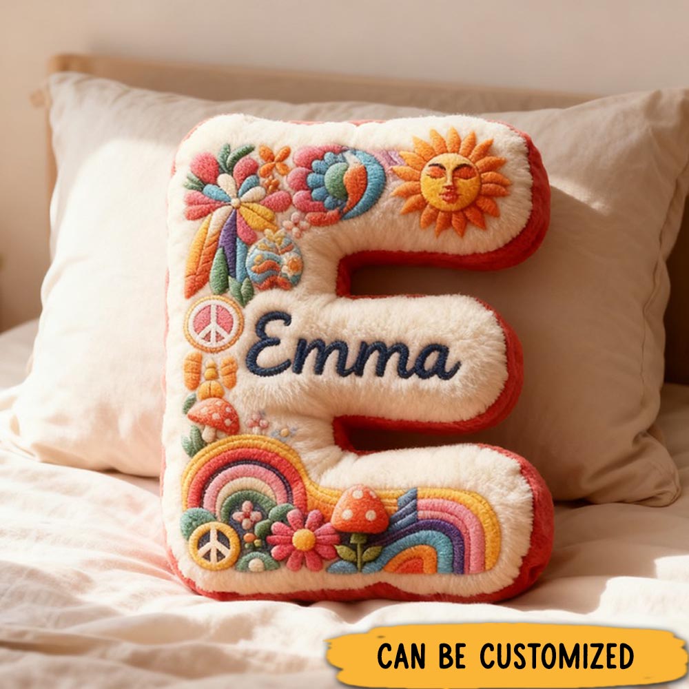 Personalized Colorful 26 Letters Cute Graphic 3D Print Pillow Beautiful Hippie Letter Custom Hippie Throw Pillow for Kids