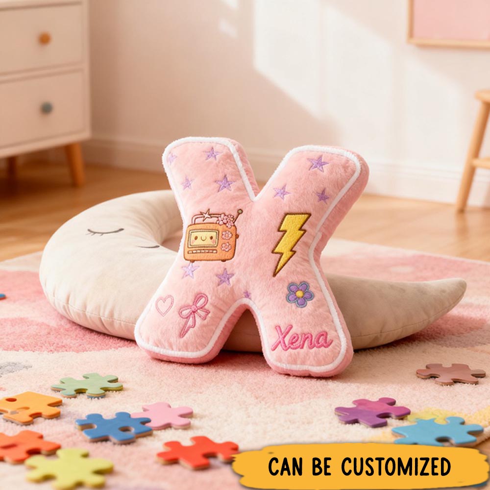 Personalized Colorful 26 Letters Cute Graphic 3D Print Pillow Cute Beautiful Letter Custom Pillow Gift for Kids