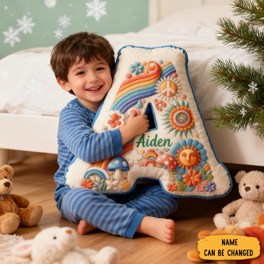 Personalized Colorful 26 Letters Cute Graphic 3d Print Throw Pillow Beautiful Hippie Letter Custom Hippie Pillow Christmas Gift For Kids