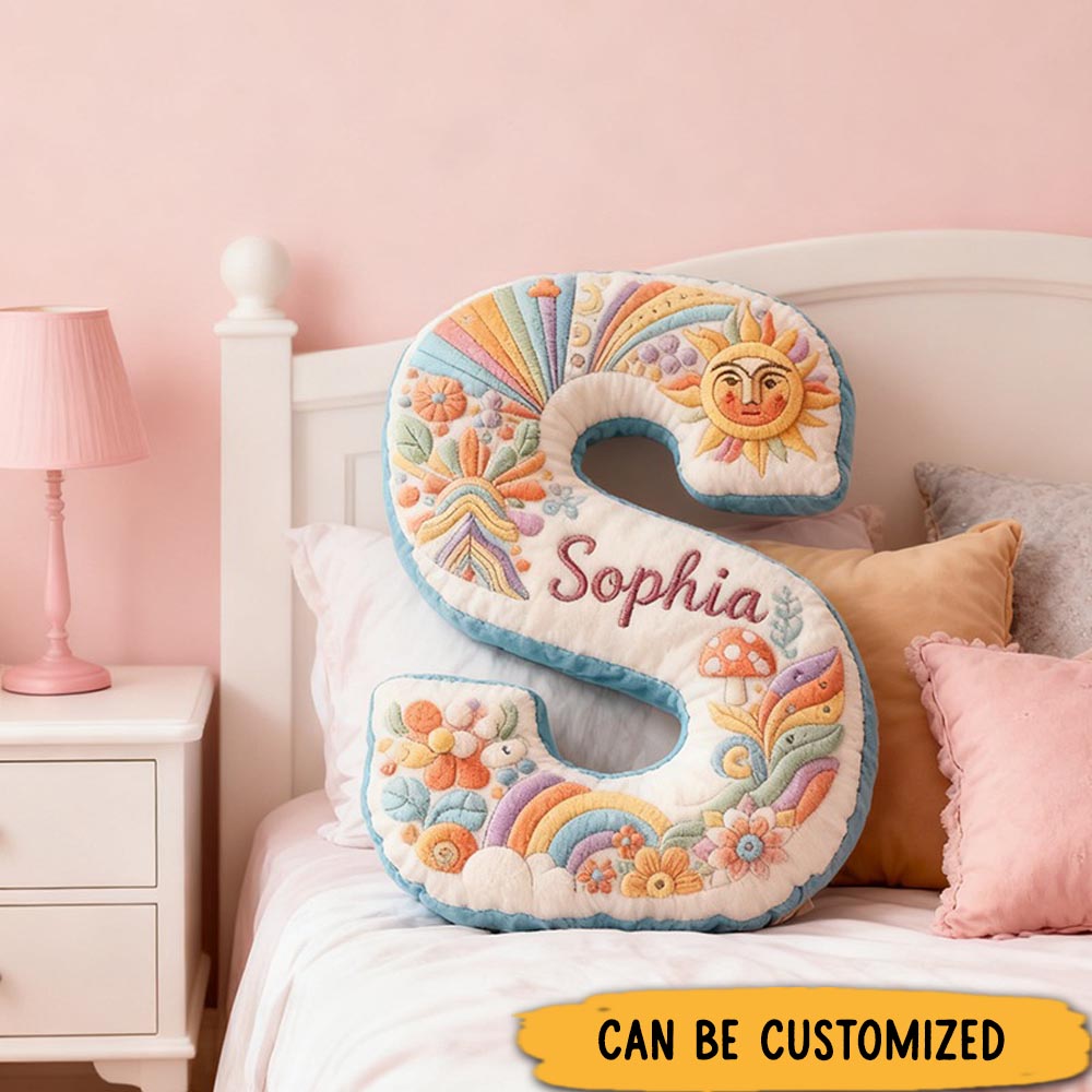 Personalized Colorful 26 Letters Cute Graphic 3D Print Throw Pillow Beautiful Hippie Letter Custom Hippie Pillow Christmas Gift for Kids