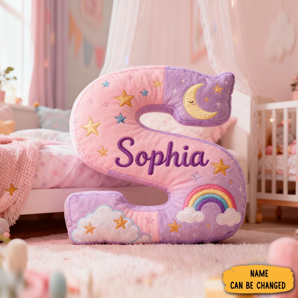 Personalized Colorful 26 Letters Cute Magical Dreams Graphic 3d Print Throw Pillow Cute Magic Beautiful Letter Custom Pillow Gift For Kids