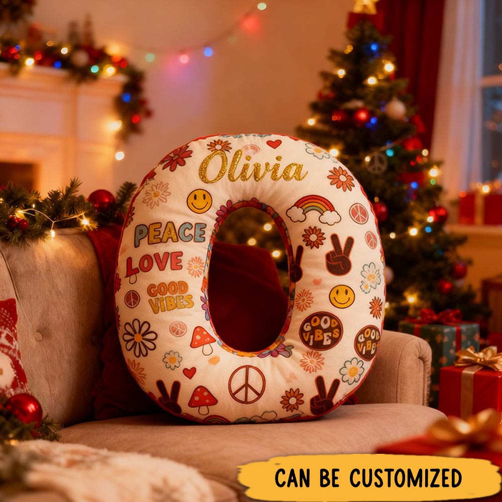 Personalized Colorful 26 Letters Cute Pillow Beautiful Hippie Letter Custom Hippie Pillow
