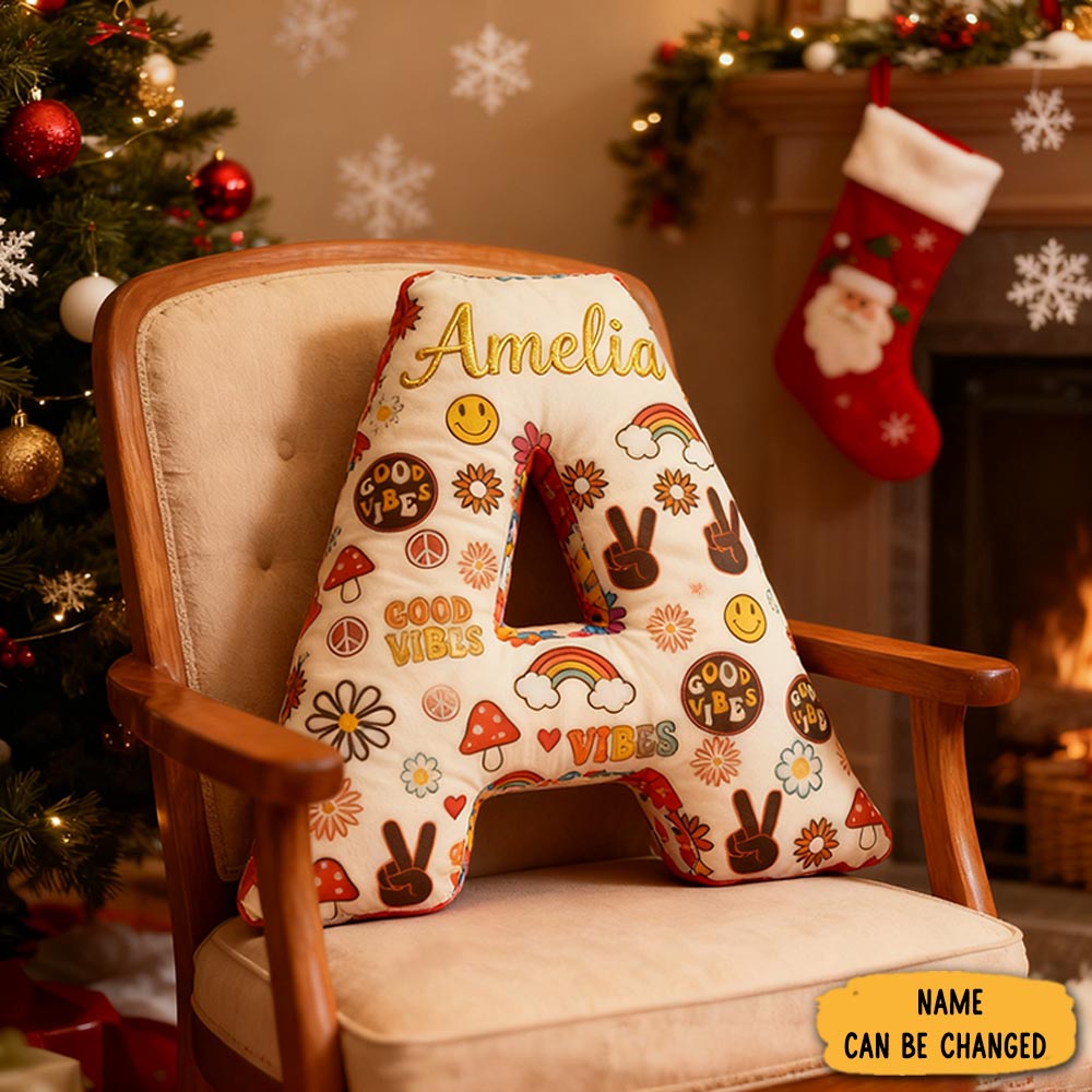 Personalized Colorful 26 Letters Cute Pillow Beautiful Hippie Letter Custom Hippie Pillow