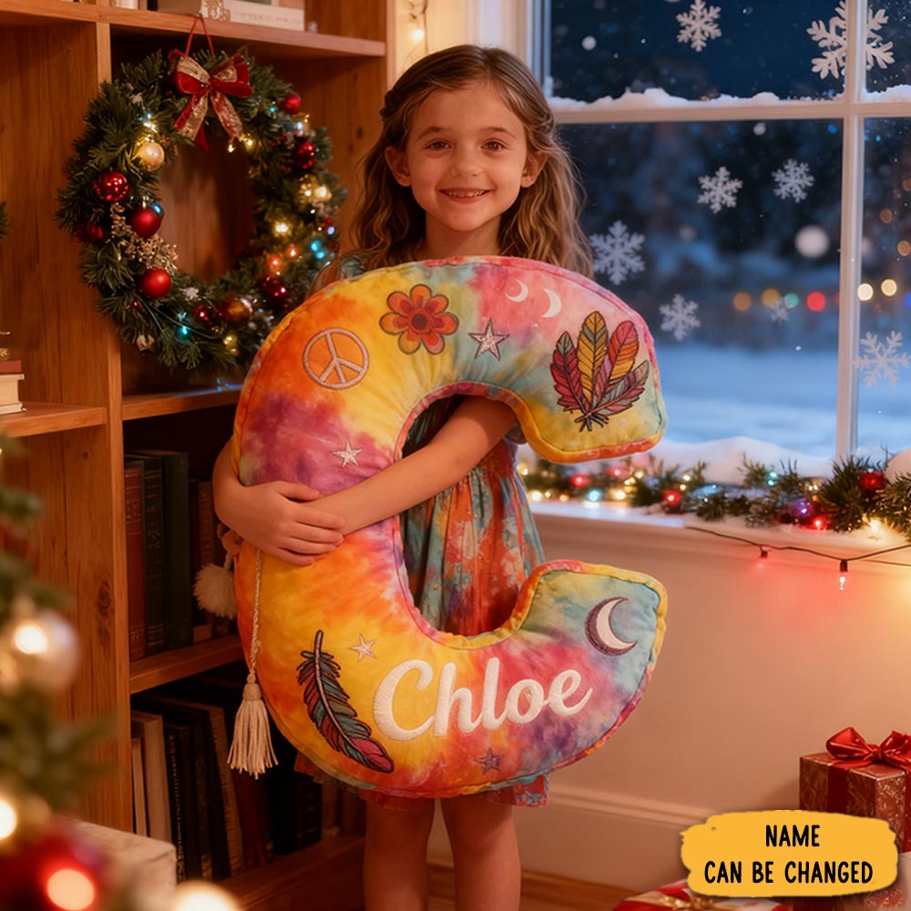 Personalized Colorful 26 Letters Cute Pillow Beautiful Hippie Letter Custom Hippie Pillow Christmas Gift For Kids