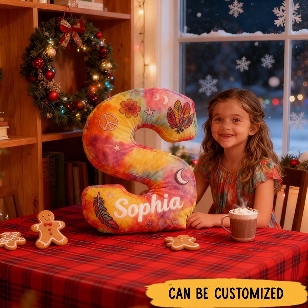 Personalized Colorful 26 Letters Cute Pillow Beautiful Hippie Letter Custom Hippie Pillow Christmas Gift for Kids