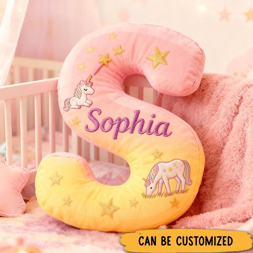 Personalized Colorful 26 Letters Starry Dream Cute Graphic 3D Print Pillow Cute Magic Beautiful Letter Custom Pillow Gift for Kids