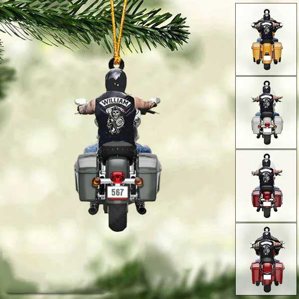 Personalized Colorful Biker Street Glide Road Glide Motorcycle Ornament Flat Acrylic Biker Man Ornament
