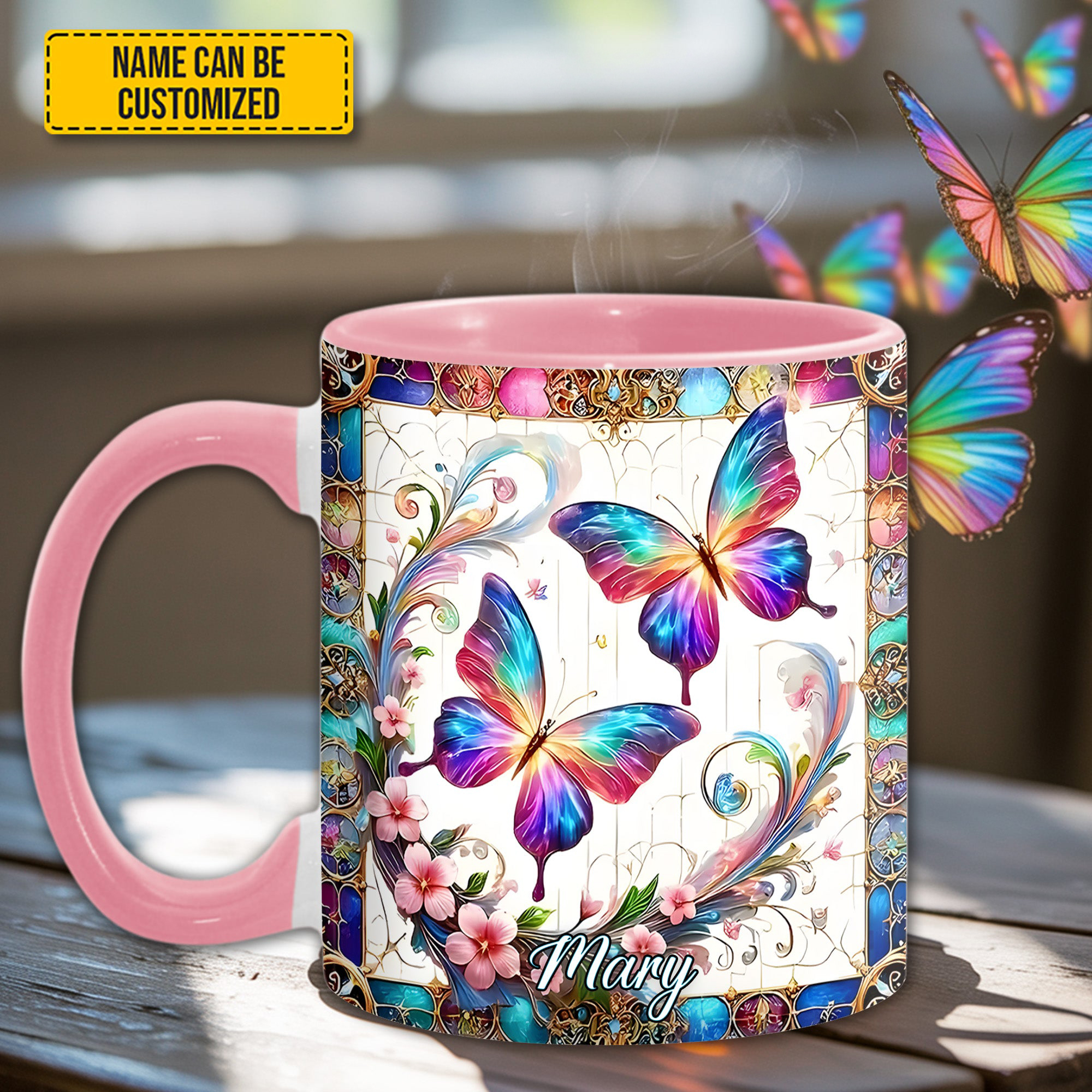 Personalized Colorful Butterflies Mug Butterfly Coffee Mug Best Gifts For Christmas
