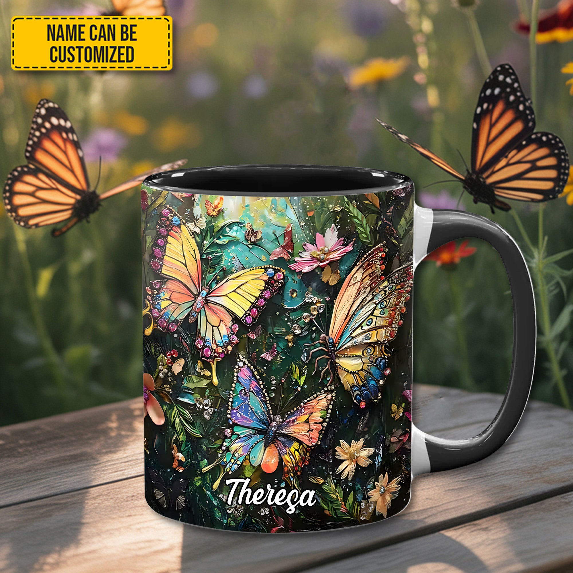 Personalized Colorful Butterflies Mug Butterfly Design Coffee Mugs Present Ideas