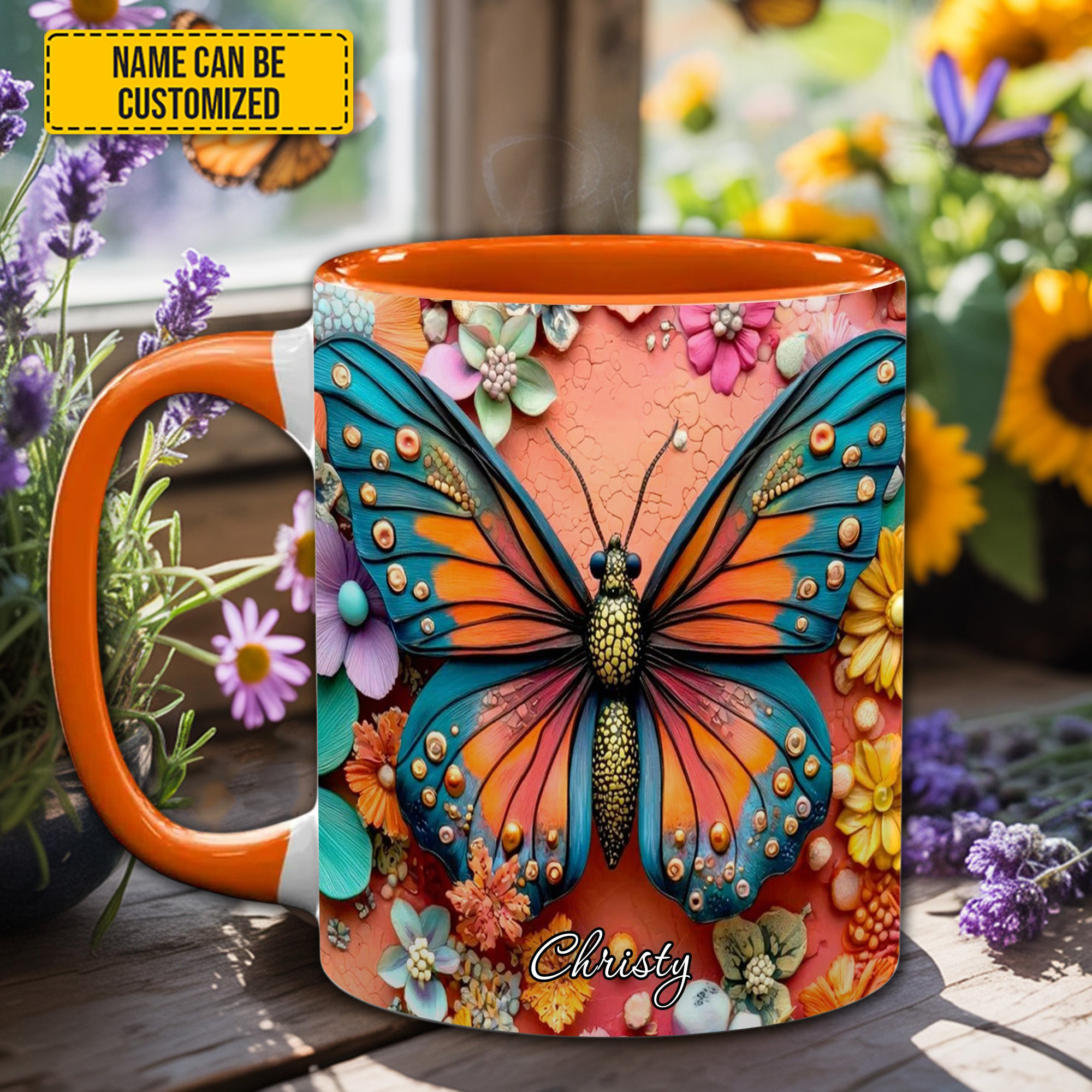 Personalized Colorful Butterfly Mug Flower Themed Butterfly Mug Gift Ideas