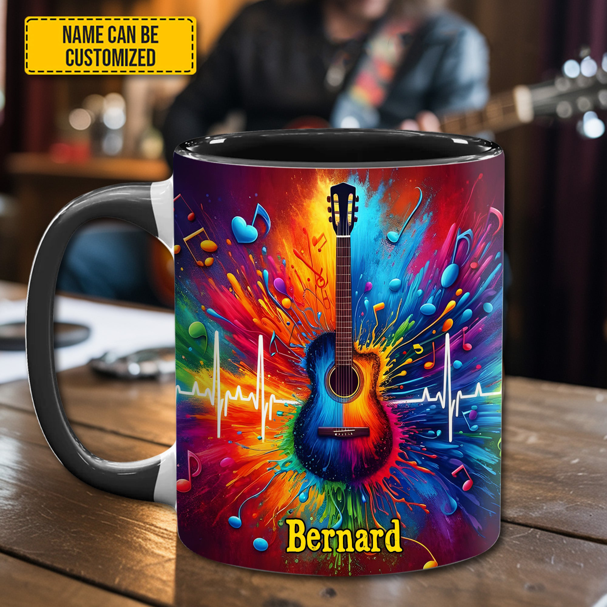 Personalized Colorful Guitar Mug Drinking Cup Unique Presents For Music Enthusiasts