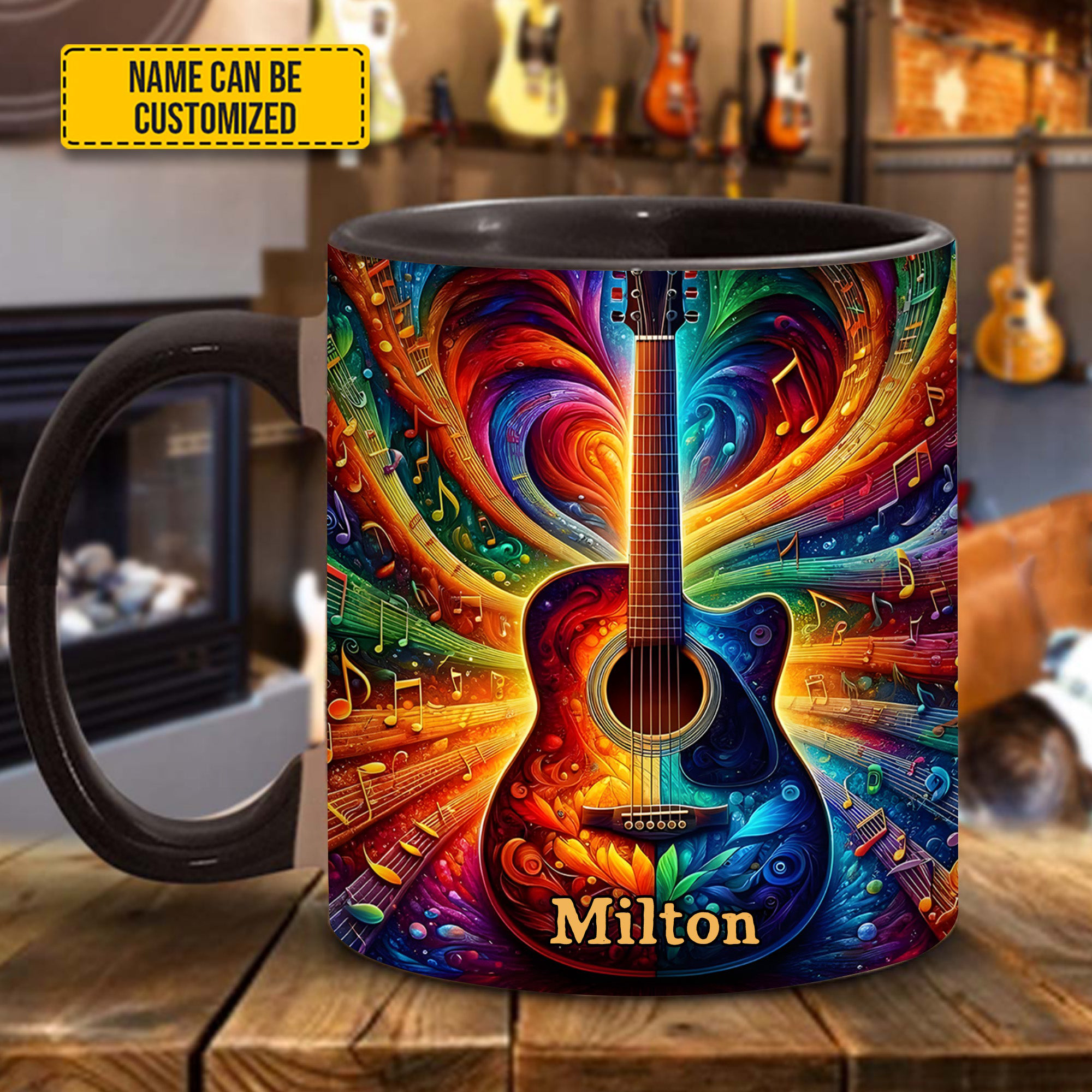 Personalized Colorful Guitar Mug Music Accent Daily Use Mug Gifts For Guitar Players