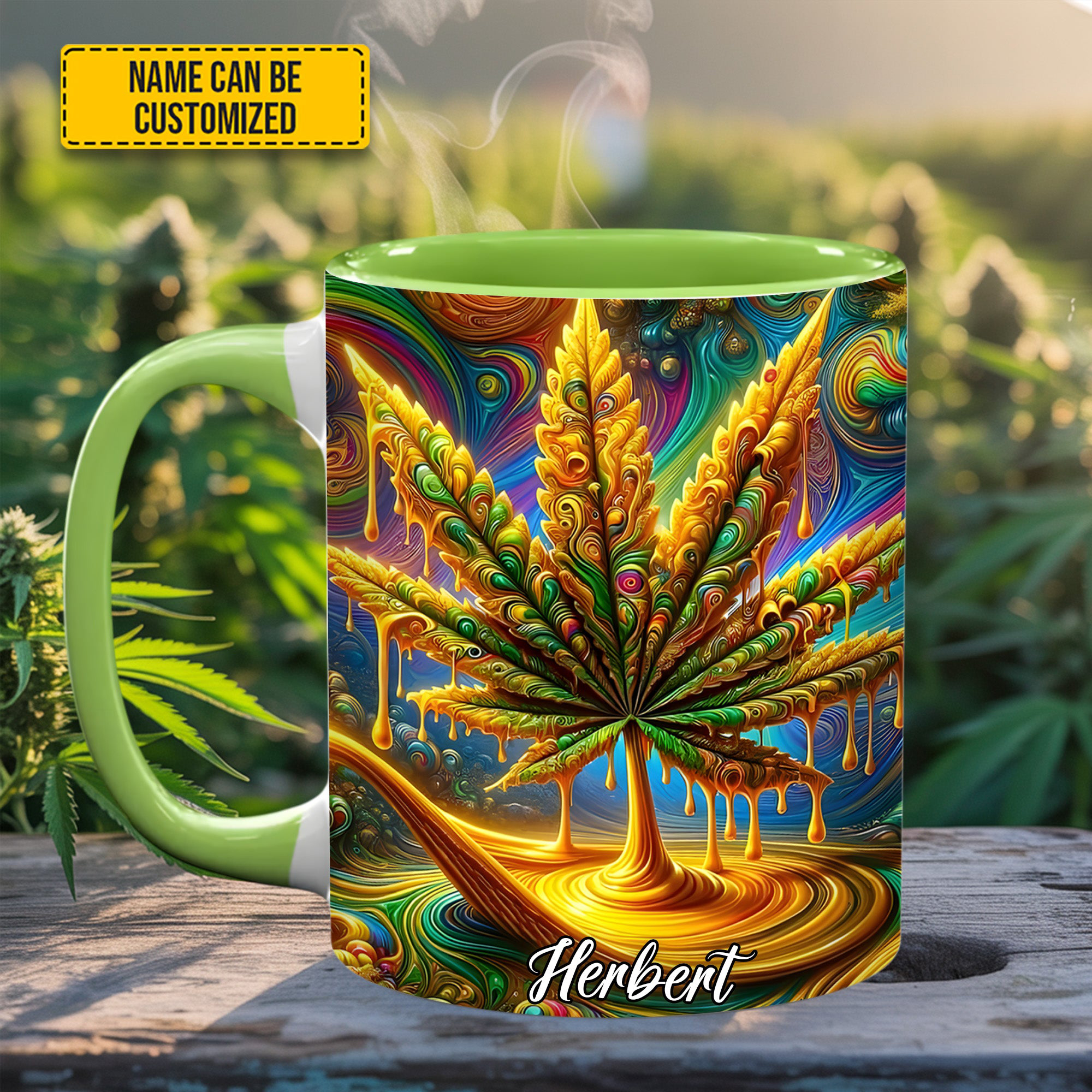 Personalized Colorful Psychedelic Weed Mug Plant Design Kitchen Mug Gifts For Him