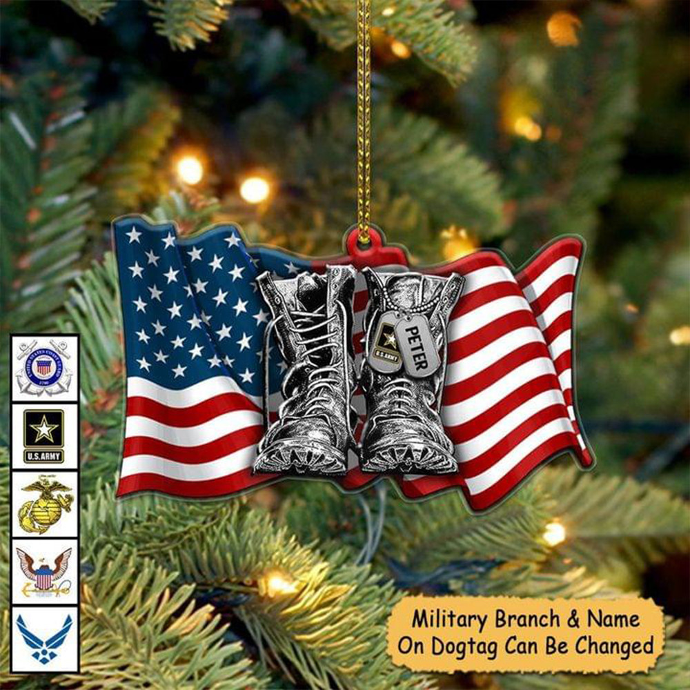 Personalized Combat Boots American Flag Ornament Proud Military Xmas Tree Decorations Ideas