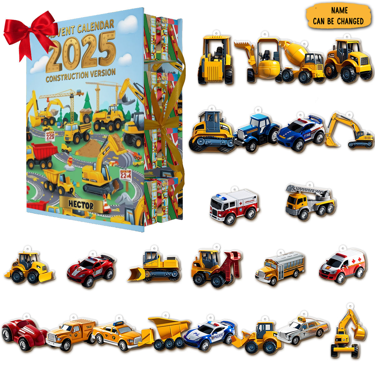 Personalized Construction Vehicle Folded Advent Calendar Xmas Advent Calendar Kid Xmas Gifts