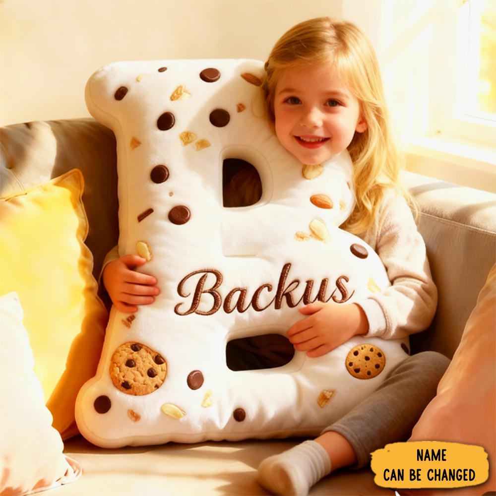 Personalized Cookie Letter Pillow Graphic 3d Print Kids Throw Pillow With Custom Name For Kids Baker Baking Lover