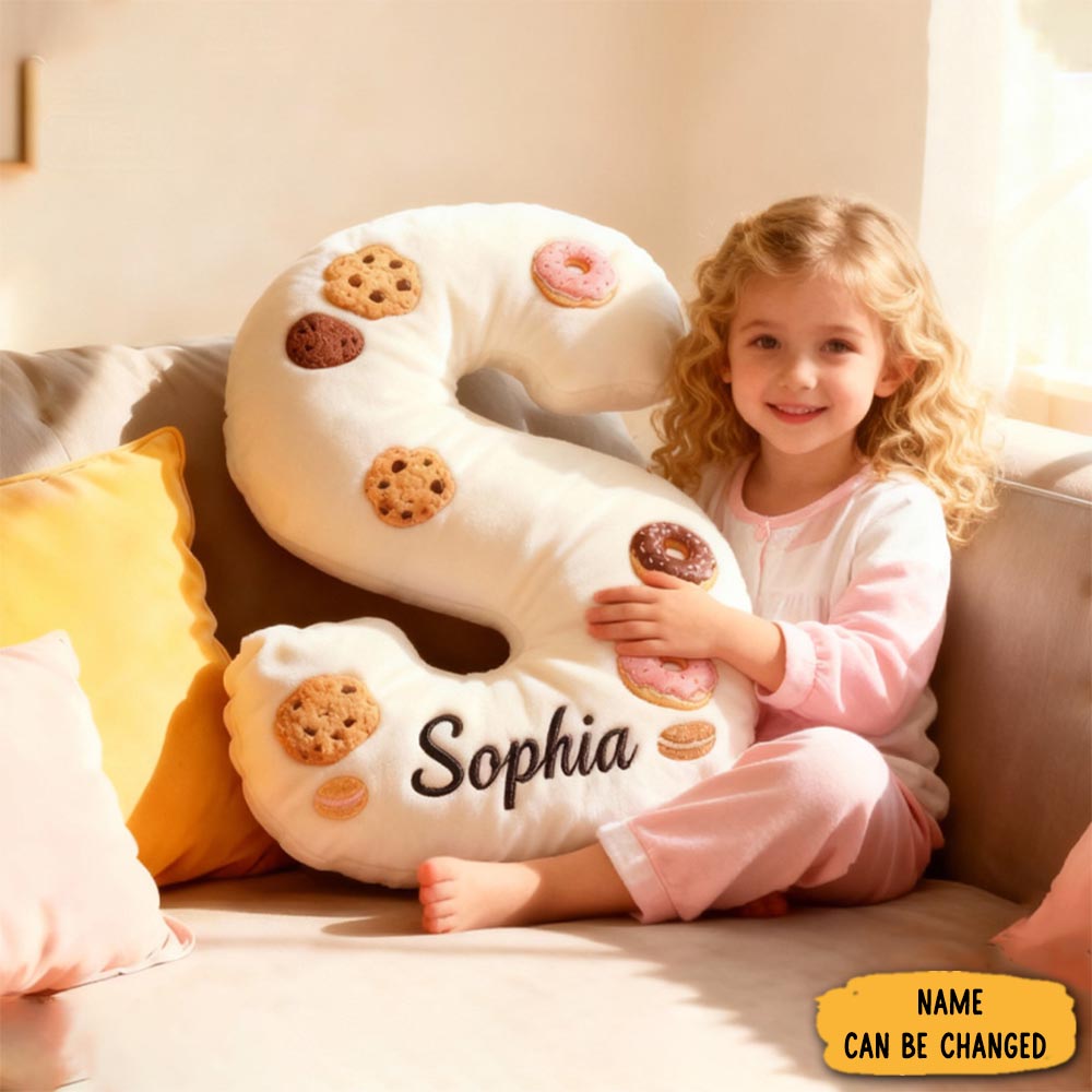 Personalized Cookie Macron Alphabet Throw Pillow Graphic 3d Print Donut Letter Pillow With Name For Kids Baker Birthday Gift