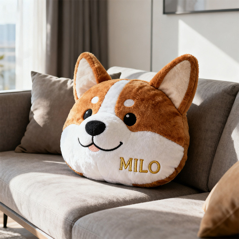 Personalized Corgi Big Head Pillow Indoor Decor Christmas Presents For Corgi Lovers