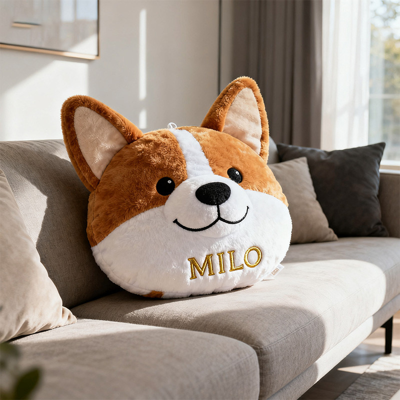 Personalized Corgi Big Head Shaped Pillow Pet Shaped Pillow Corgi Christmas Gifts