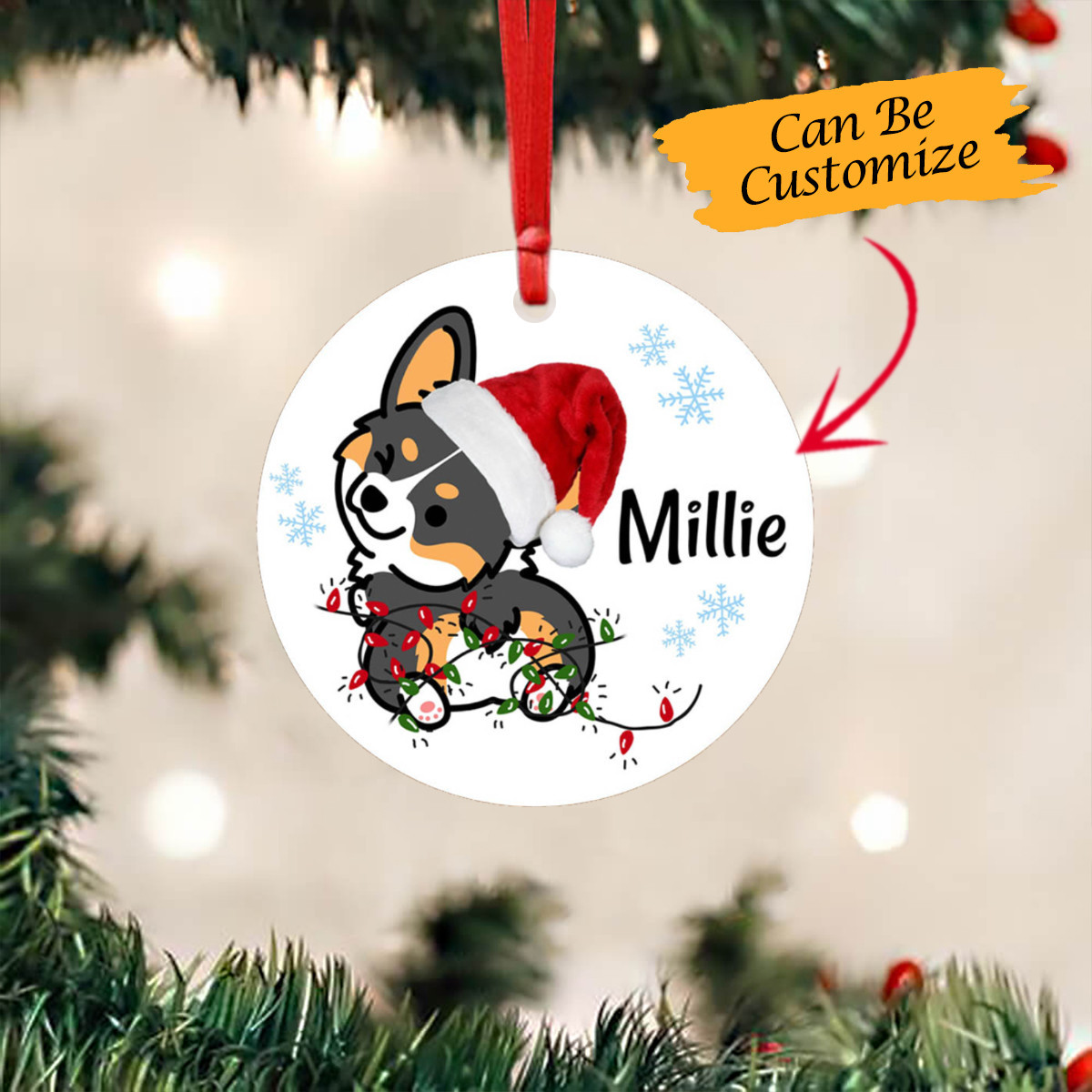 Personalized Corgi Christmas Ornament Cute Corgi Xmas Ornament Themed Gifts For Dog Lovers