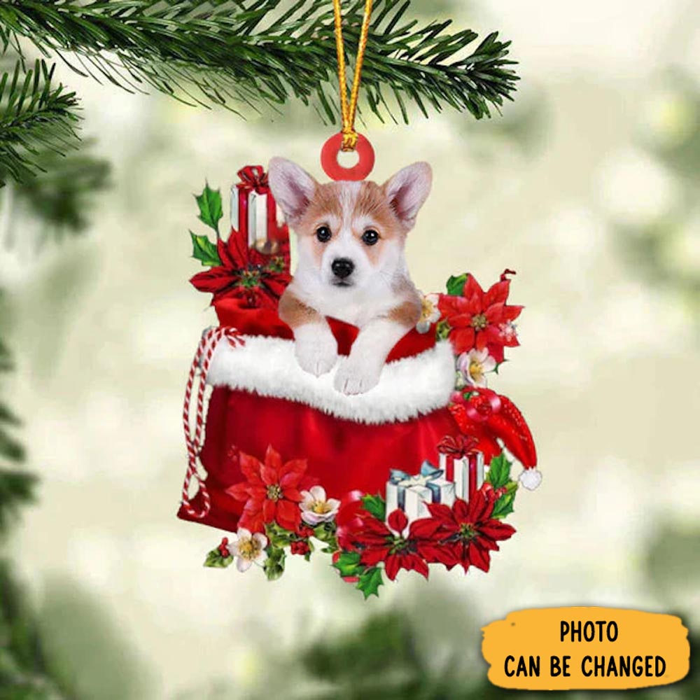 Personalized Corgi In Gift Bag Christmas Ornament Special Father’s Day Ornament Gift