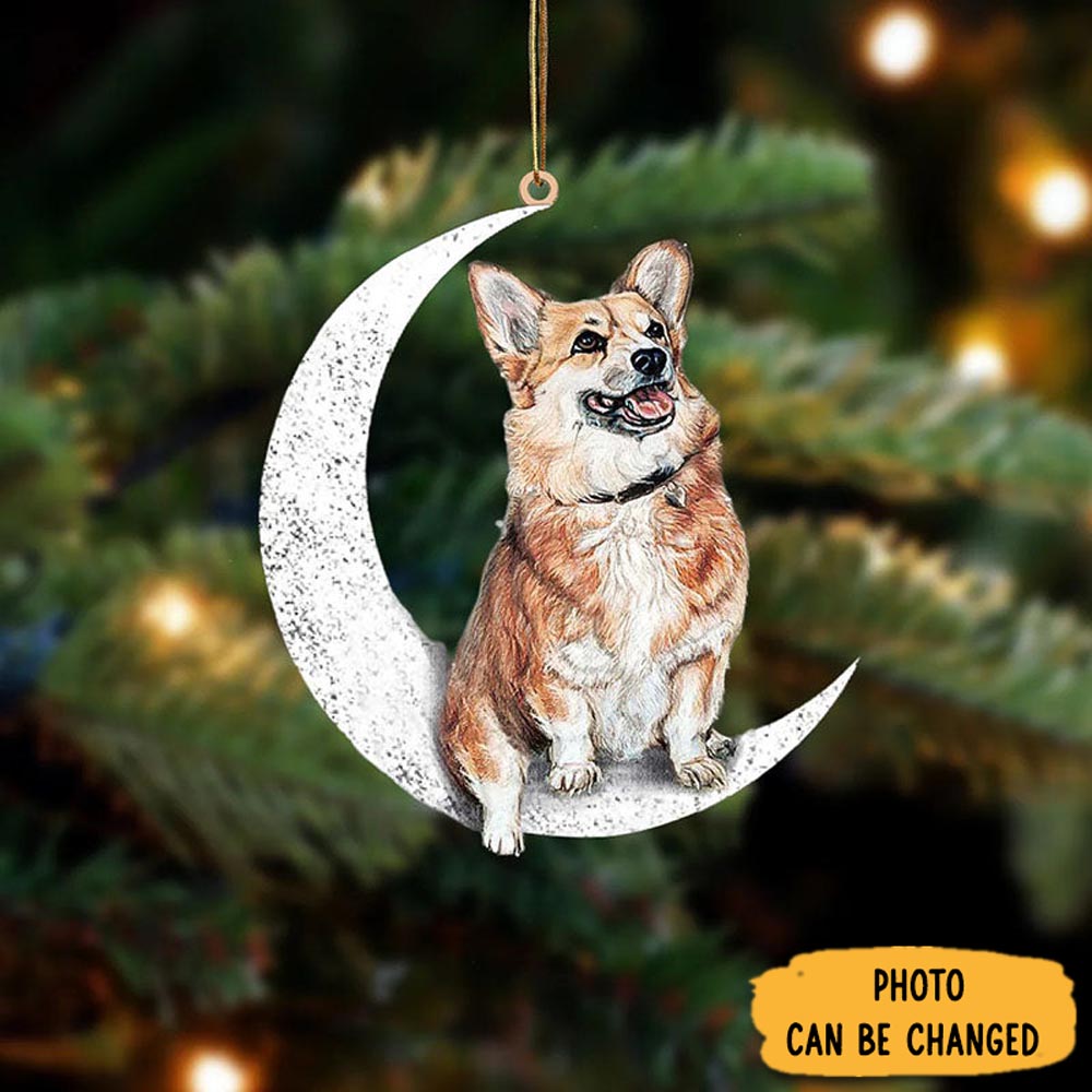 Personalized Corgi Sit On The Moon Ornament Adorable Easter Ornament Keepsake