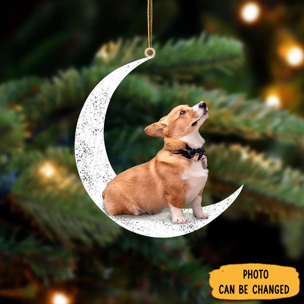 Personalized Corgi Sit On The Moon Ornament Meaningful Birthday Ornament Gift