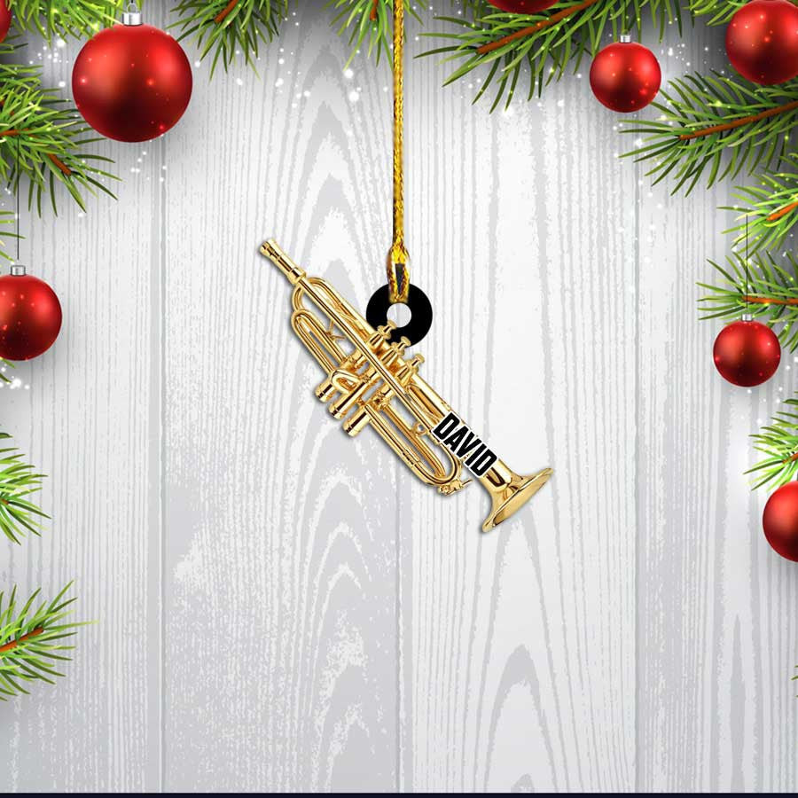 Personalized Cornet Instrument Flat Acrylic Christmas Ornament for Music Day