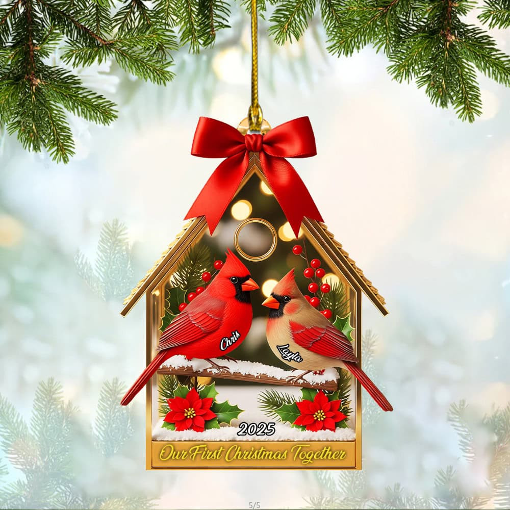 Personalized Couple Cardinal Custom Shaped Acrylic Ornament Gift For Couples