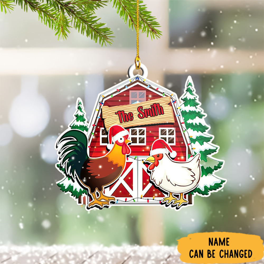 Personalized Couple Chicken Christmas Ornament Family Christmas Tree Decorations 2024