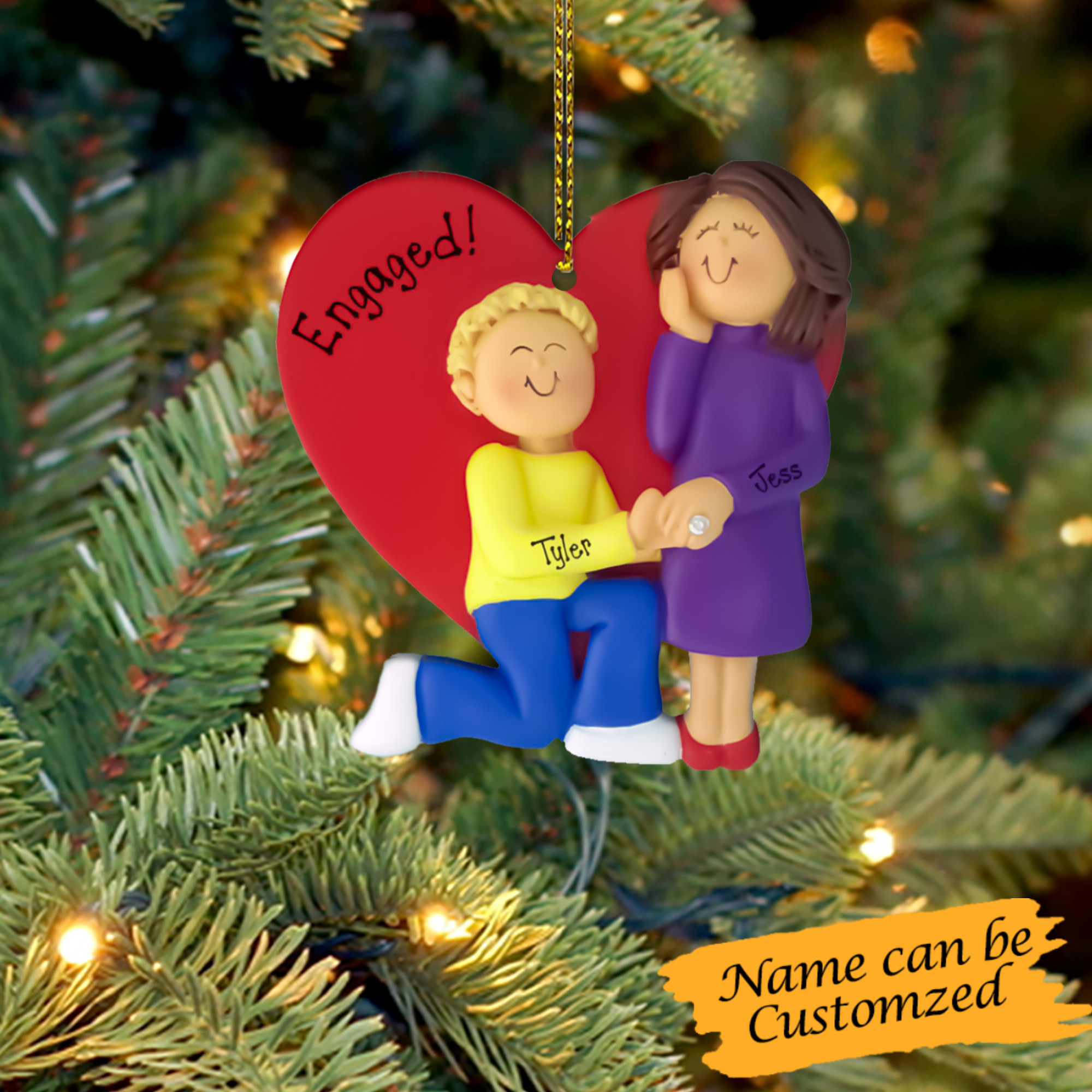 Personalized Couple Christmas Ornaments Engaged Couple 2024 Engagement Tree Decorations