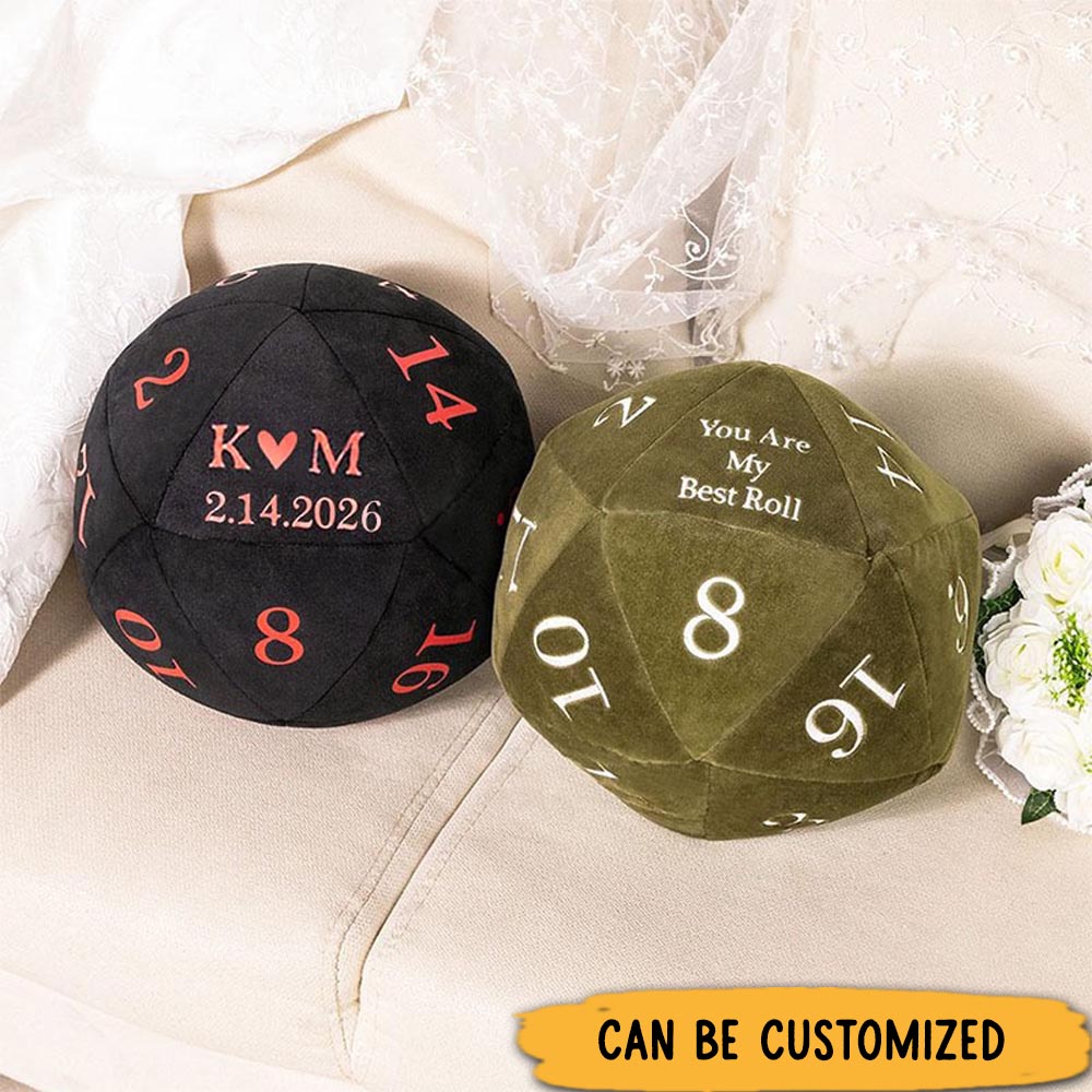 Personalized Couple Date Night Dice Pillow Custom Newlyweds DND Role Game Cushion Wedding Valentine's Day Gift for Husband Wife Boyfriend Girlfriend