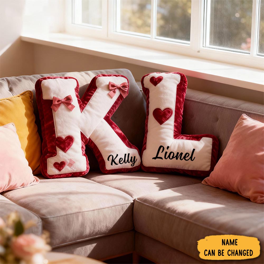Personalized Couple Initial Pillows Valentines Gift For Couples Initial Pillow With Name For Couple Xmas Decor Couple Pillow