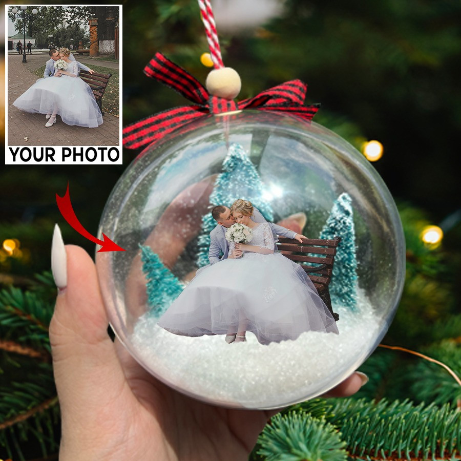 Personalized Couple Photo Snowball Ornament Custom Picture Christmas Ornaments Couple Gifts