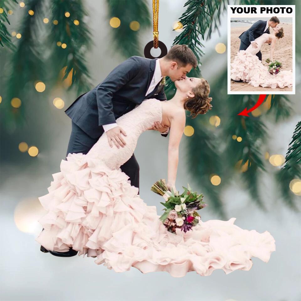 Personalized Couple Upload Photo Christmas Ornament Gift for Couple Husband Wife