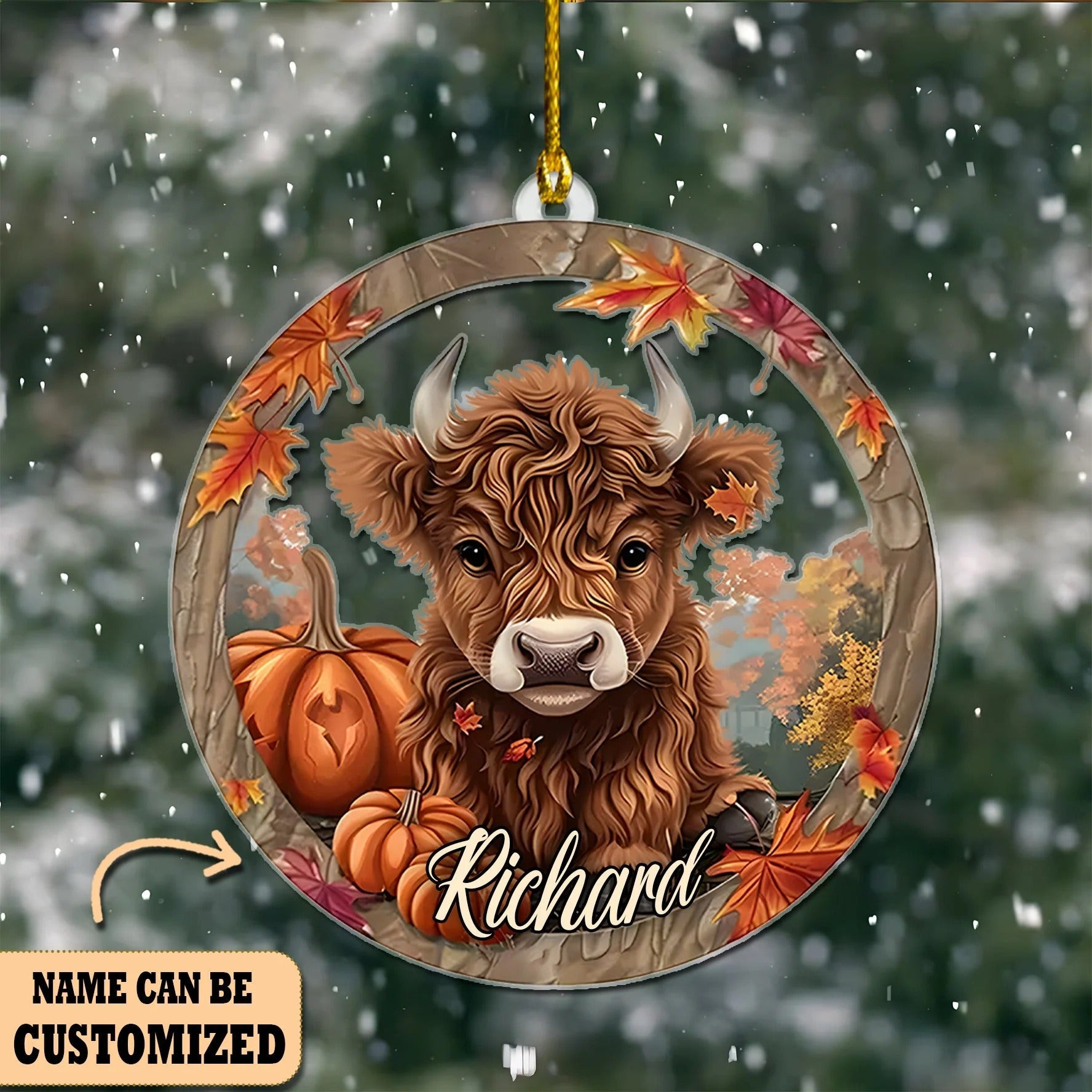 Personalized Cow Christmas Ornament Pumpkin Vibe Christmas Tree Decor Secret Santa Gifts
